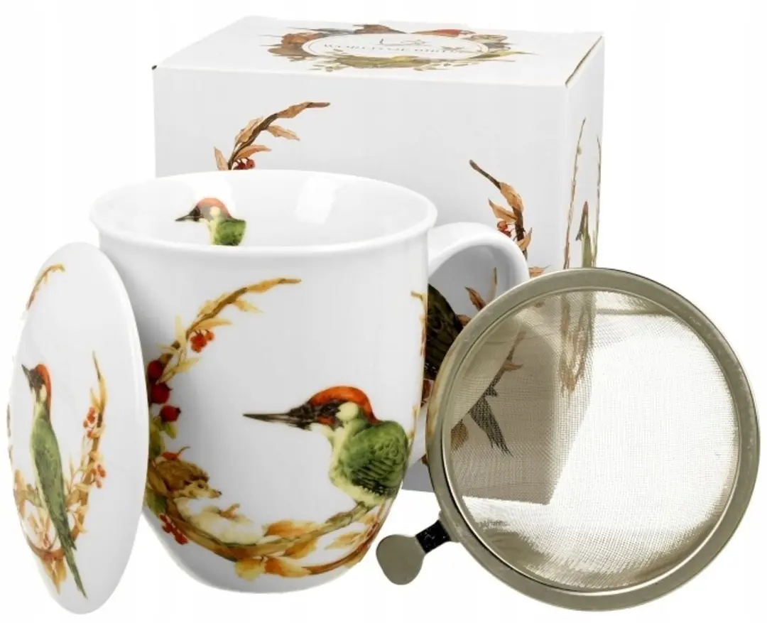 Duo Groene Specht Mok met Infuser 400ml