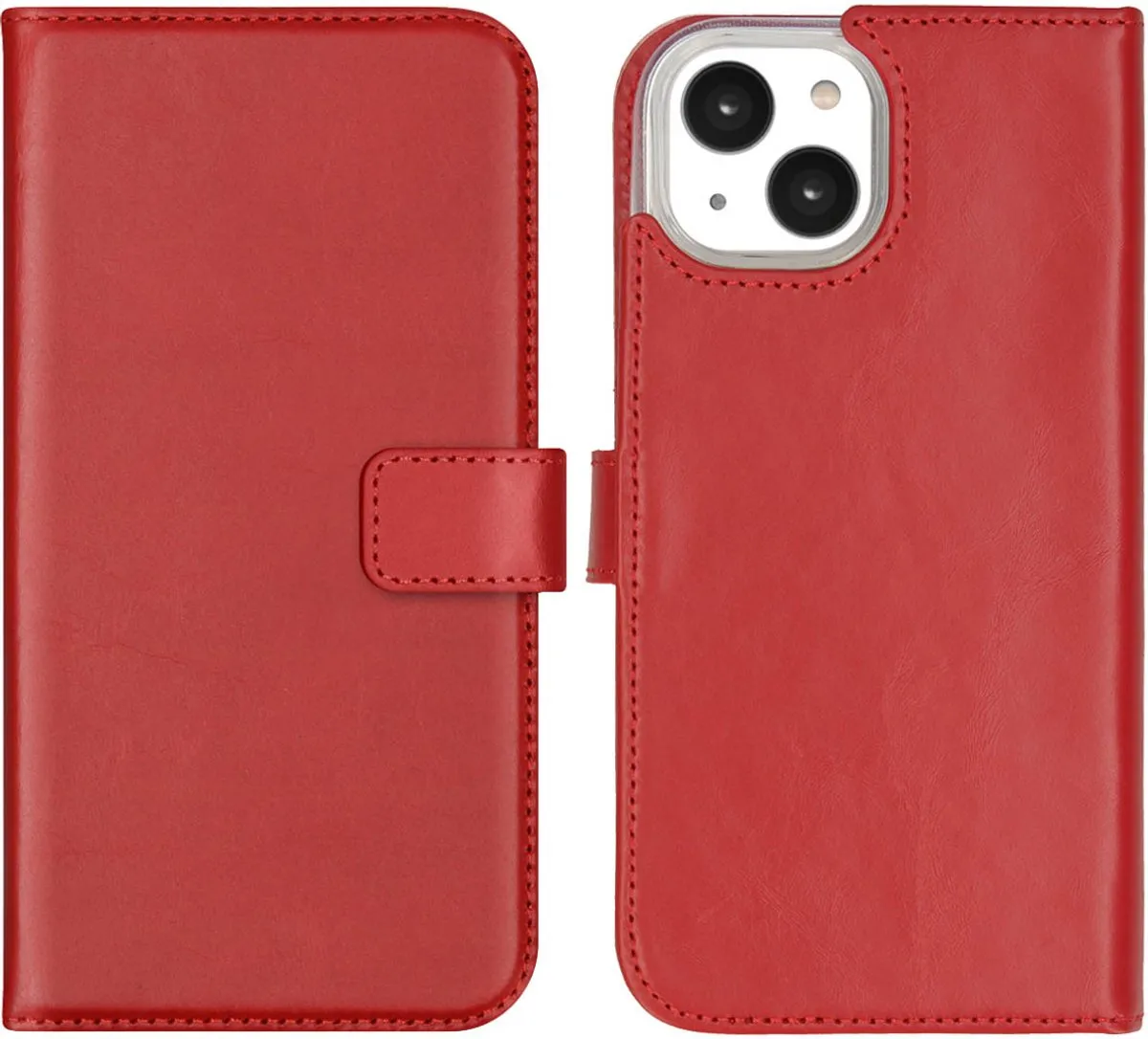 Selencia Hoesje iPhone 14 Rood - Lederen Bookcase 3 Pasjes