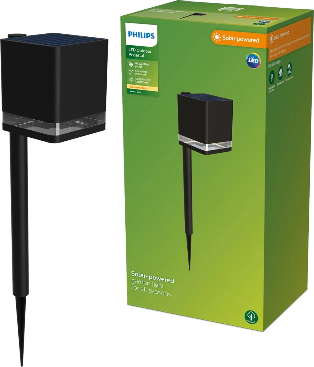 Philips Virona Zonne-Sokkellamp Warm Wit 2700K - Zwart