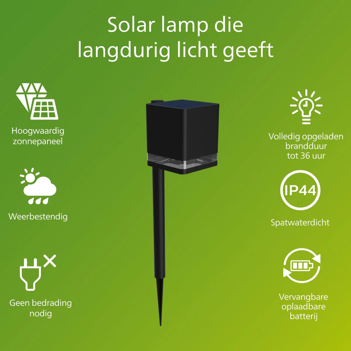 Philips Virona Zonne-Sokkellamp Warm Wit 2700K - Zwart