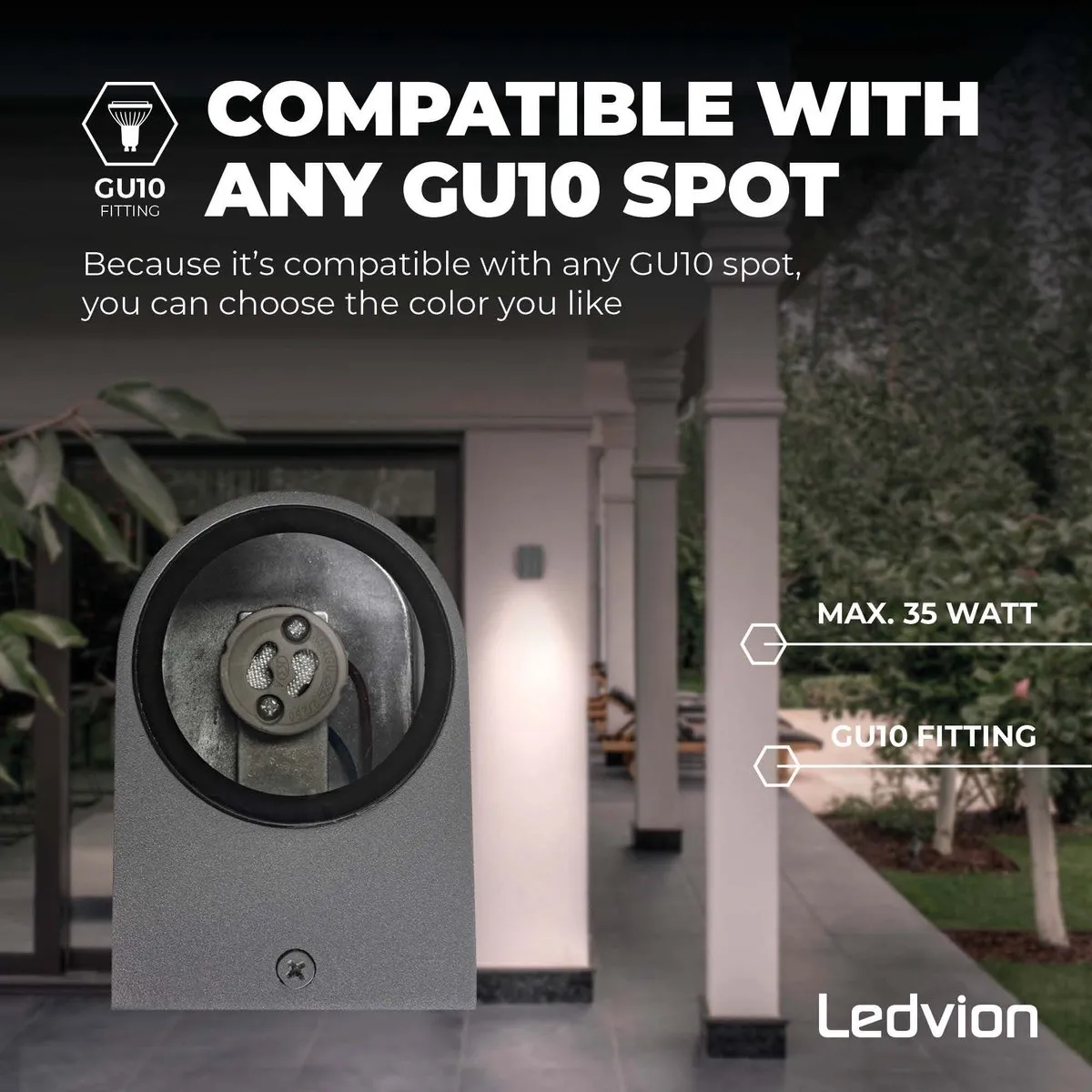 LEDVION Wandlamp 4.5W 2700K Antraciet - 2x GU10