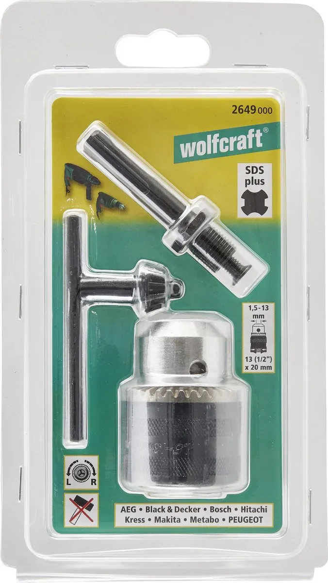 Wolfcraft SDS Plus Boorkop Adapter Set 3-delig