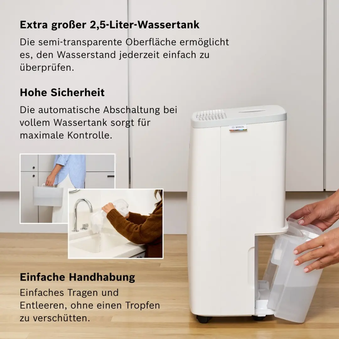 Bosch Dry 2000 Luchtontvochtiger 12L - 55m² - Wit - afbeelding 4 van 6