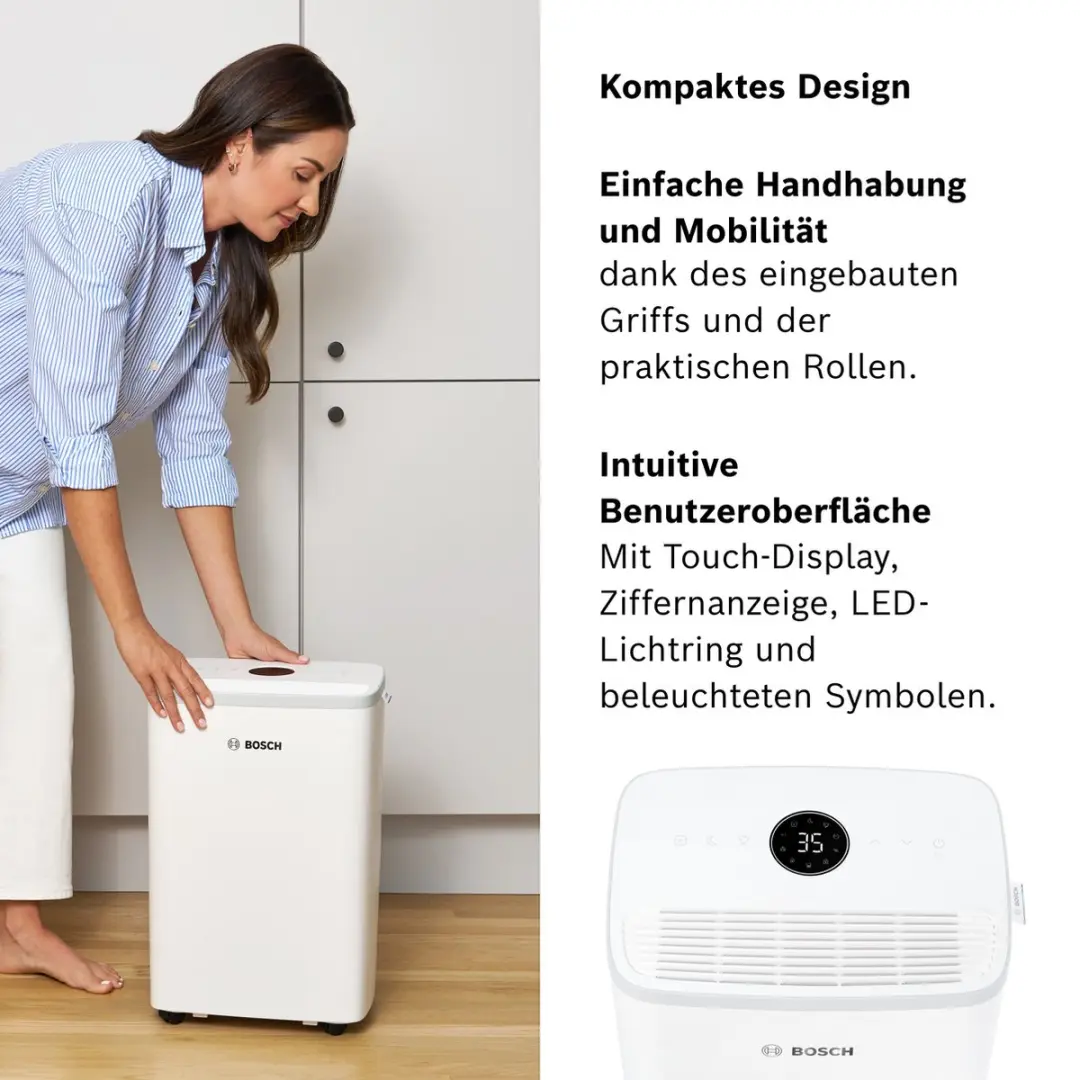 Bosch Dry 2000 Luchtontvochtiger 12L - 55m² - Wit - afbeelding 5 van 6