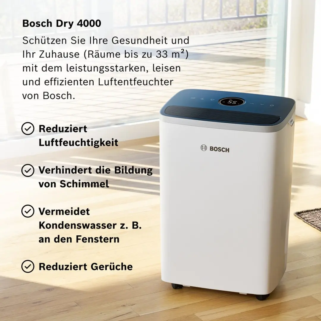 Bosch Dry 4000 Luchtontvochtiger 2,5L - 75m² - Wit - afbeelding 4 van 6