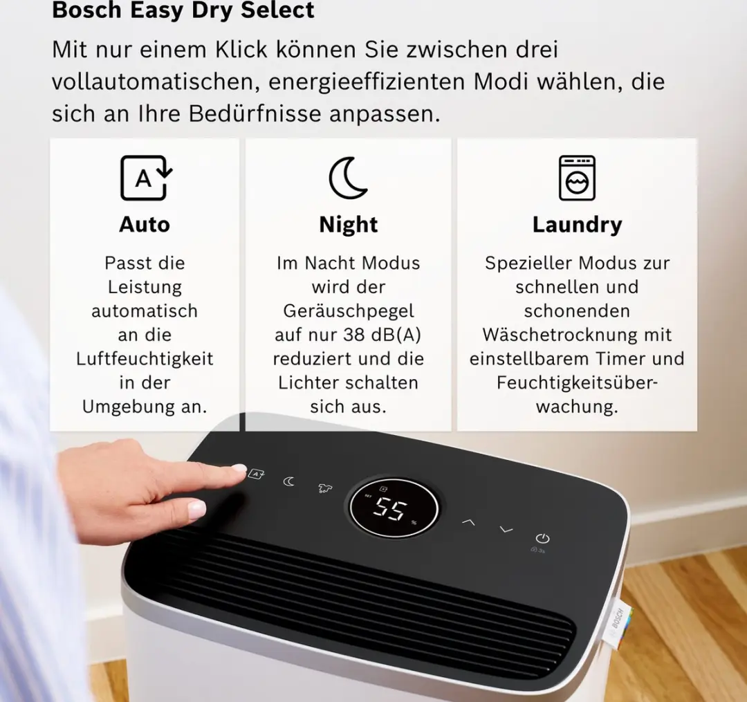 Bosch Dry 4000 Luchtontvochtiger 2,5L - 75m² - Wit - afbeelding 3 van 6