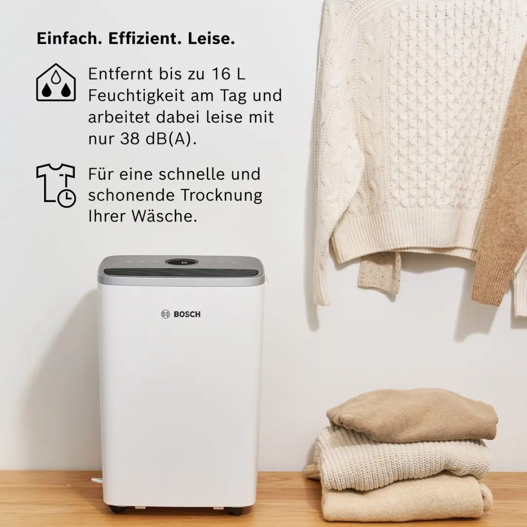 Bosch Dry 4000 Luchtontvochtiger 2,5L - 75m² - Wit - afbeelding 5 van 6