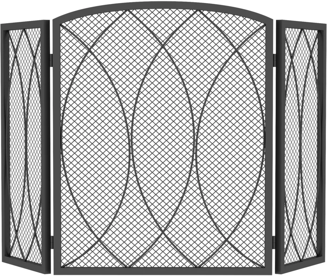 HOMCOM Haardscherm-Metaal-122 x 2 x 75 cm-Zwart