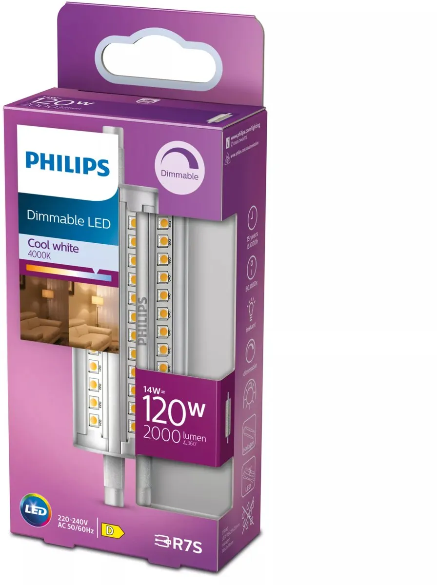 Philips LED Staaflamp Transparant 120W R7S