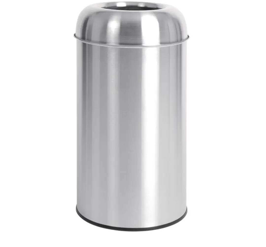 Bolero RVS Bullet Afvalbak Open-Top Zilver 40l