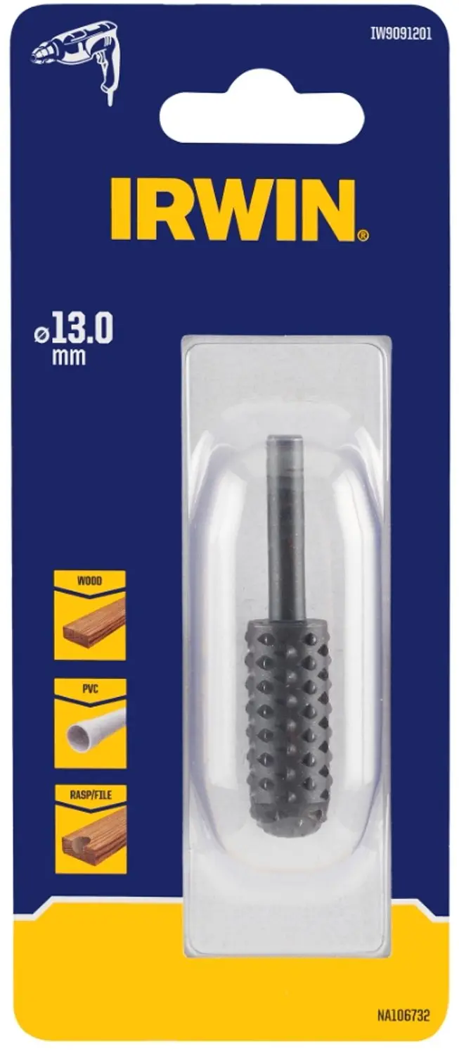 Irwin cylindrische rasp Ø13 mm en lengte 35 mm. Voor raspen van hout.