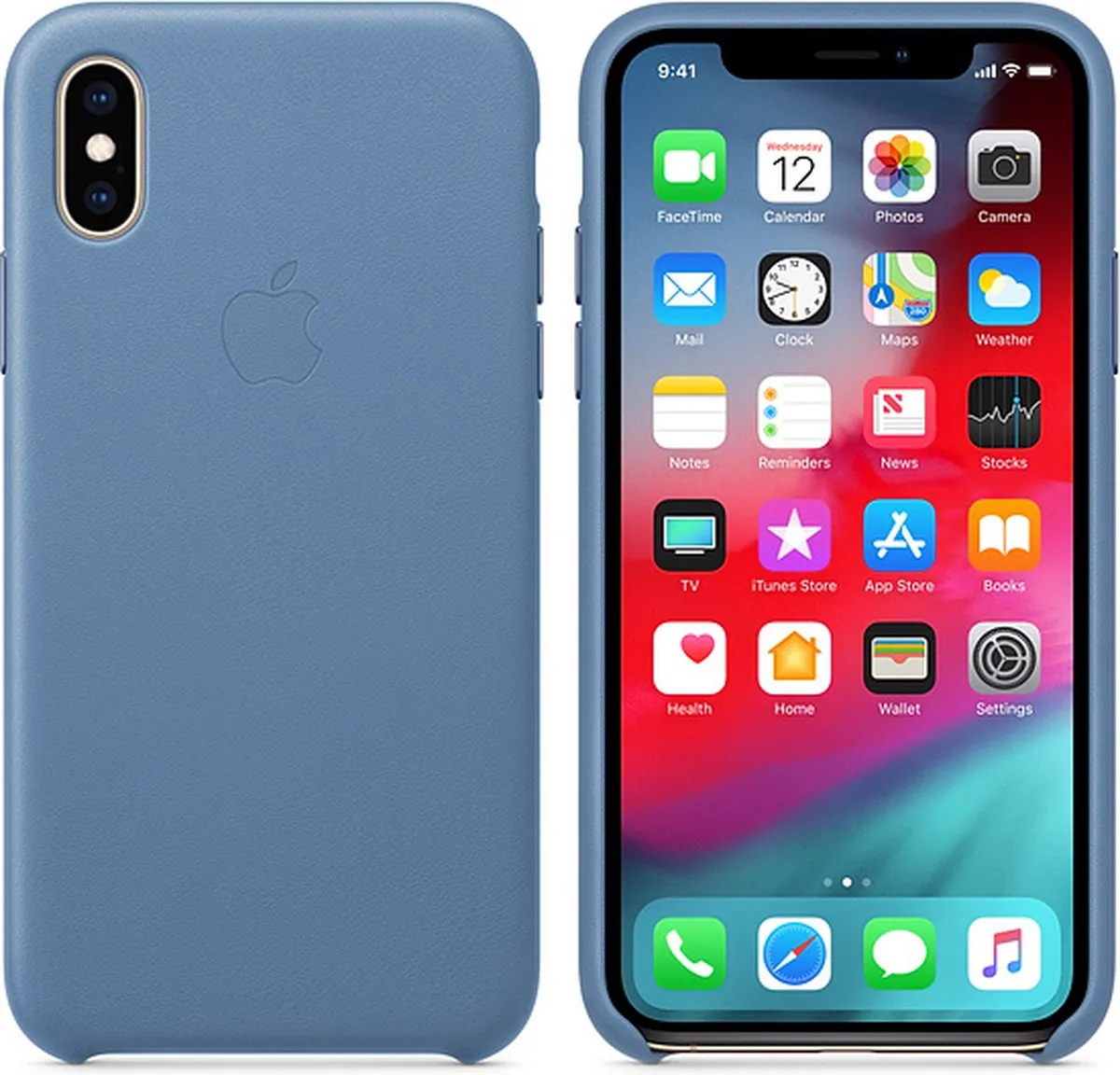 Apple Leren Hoesje iPhone Xs - Lichtblauw MVFP2ZM/A