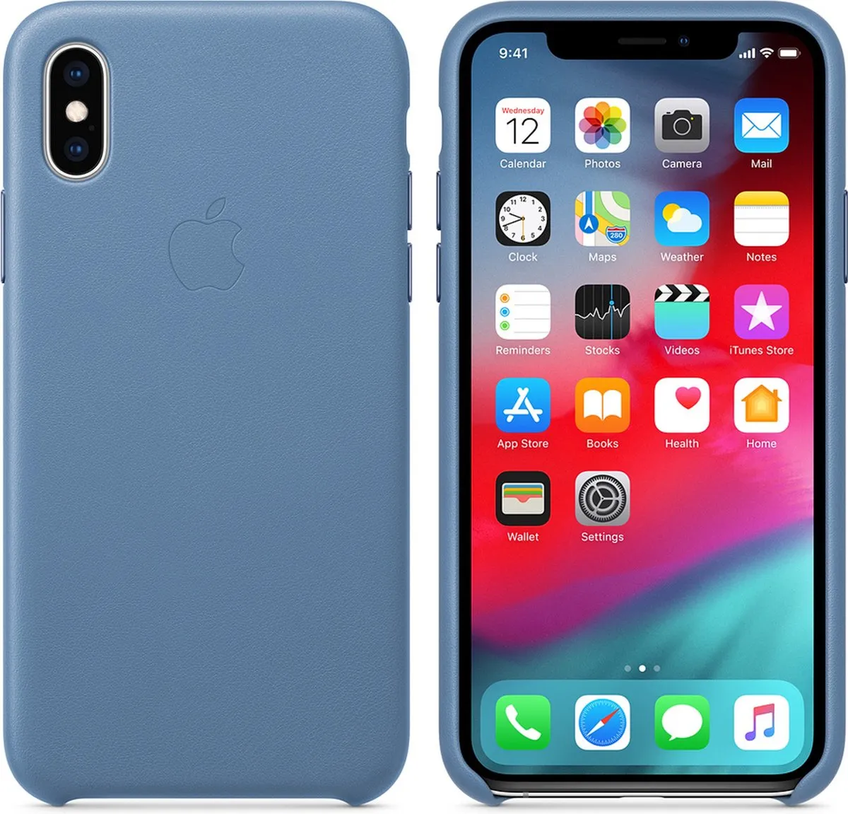 Apple Leren Hoesje iPhone Xs - Lichtblauw MVFP2ZM/A