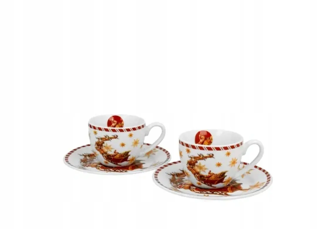 Duo Kerst Espresso Kopjes met Schotels
