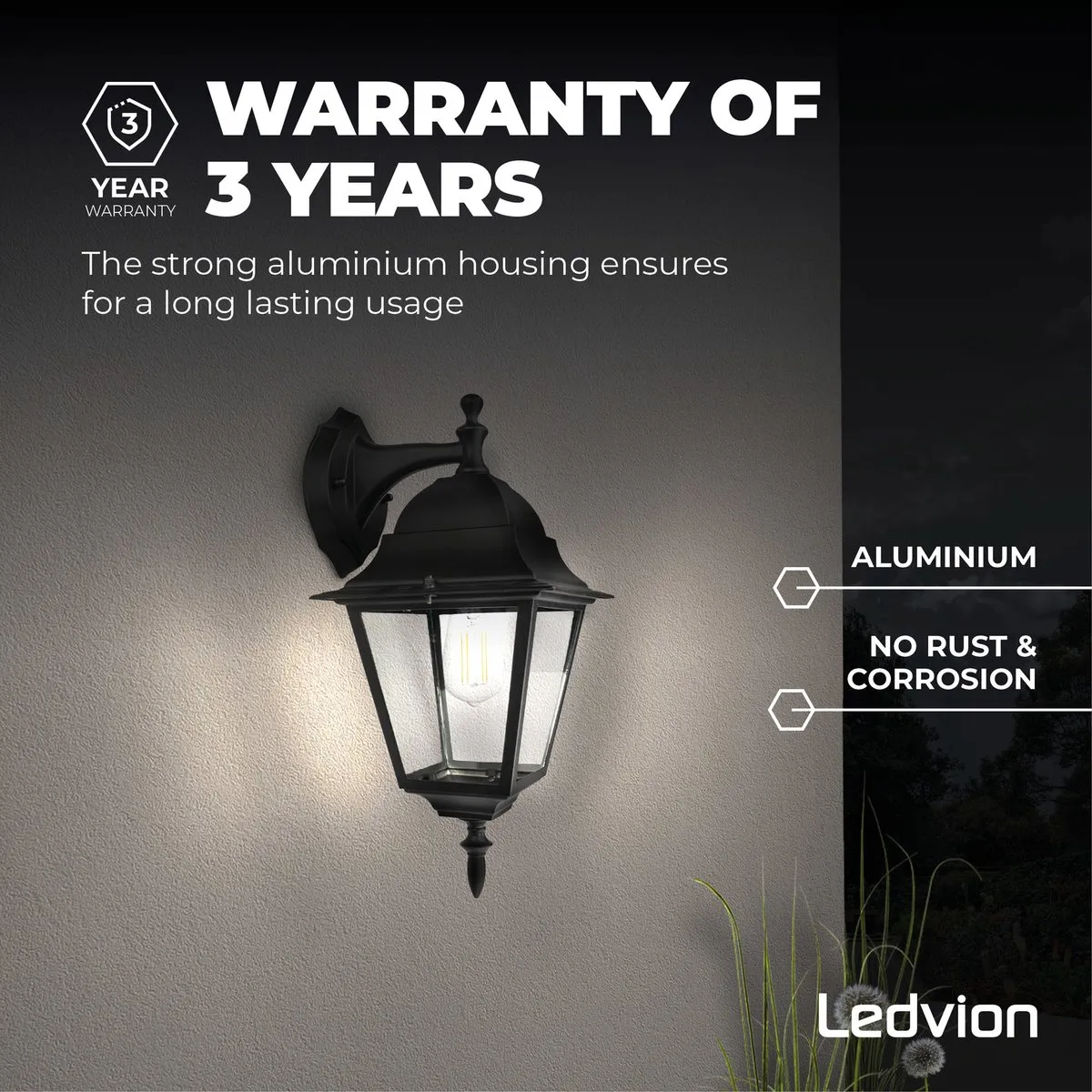 Ledvion Vela M LED Wandlamp E27 IP44 - Zwart