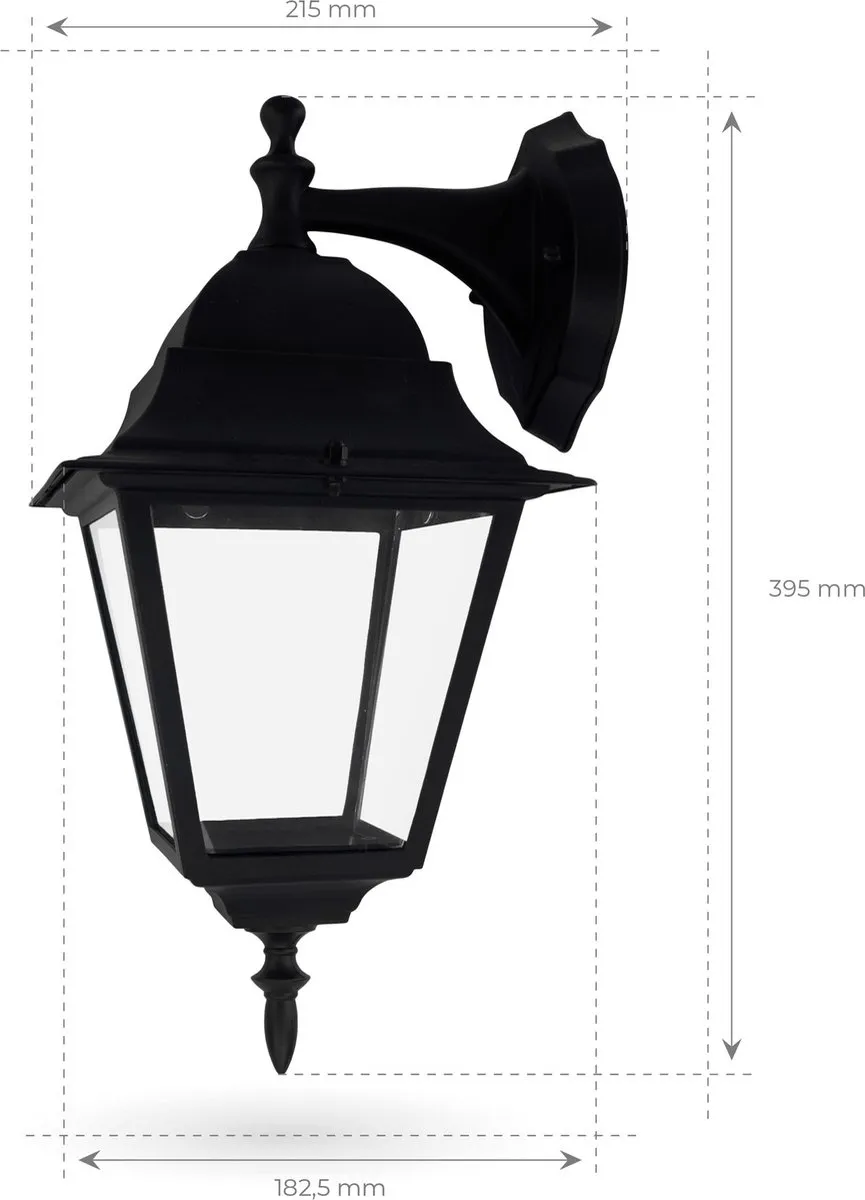 Ledvion Vela M LED Wandlamp E27 IP44 - Zwart - afbeelding 6 van 6