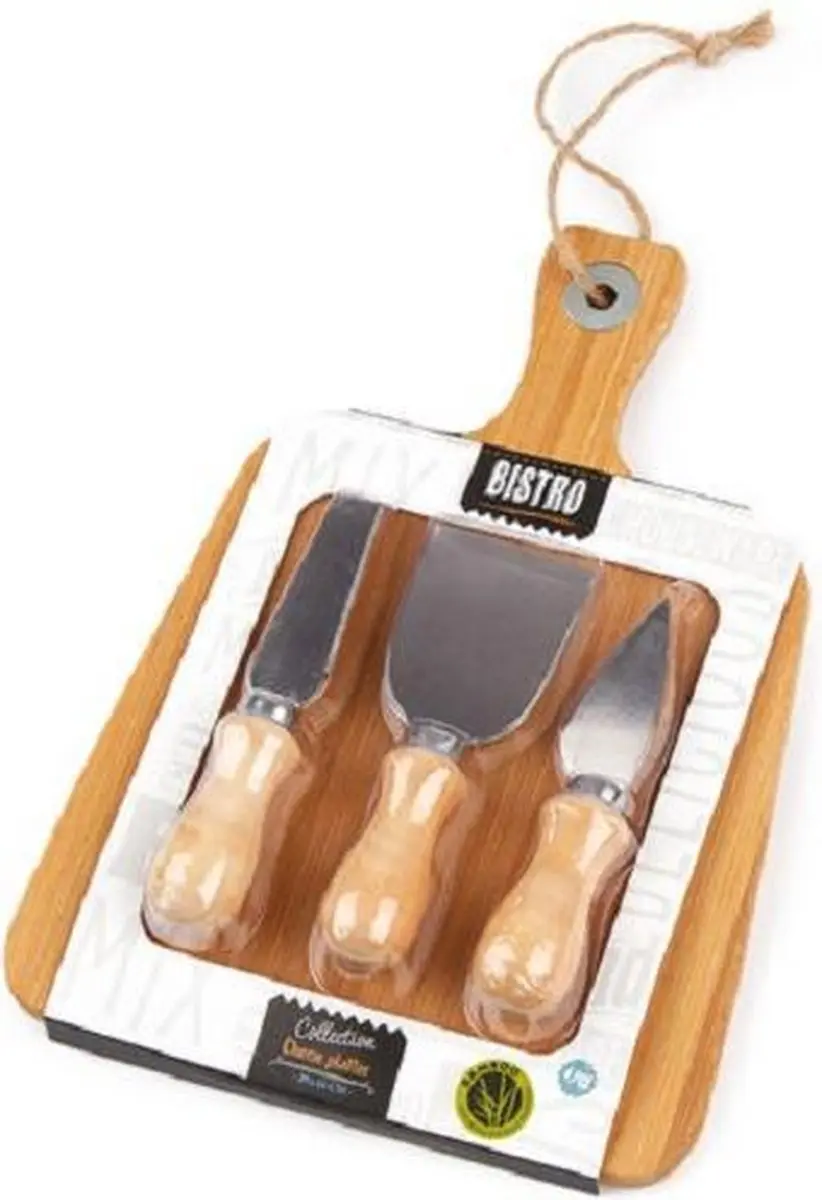 Excellent Houseware Bistro Bamboe Kaasplank Set 4-delig - afbeelding 2 van 3