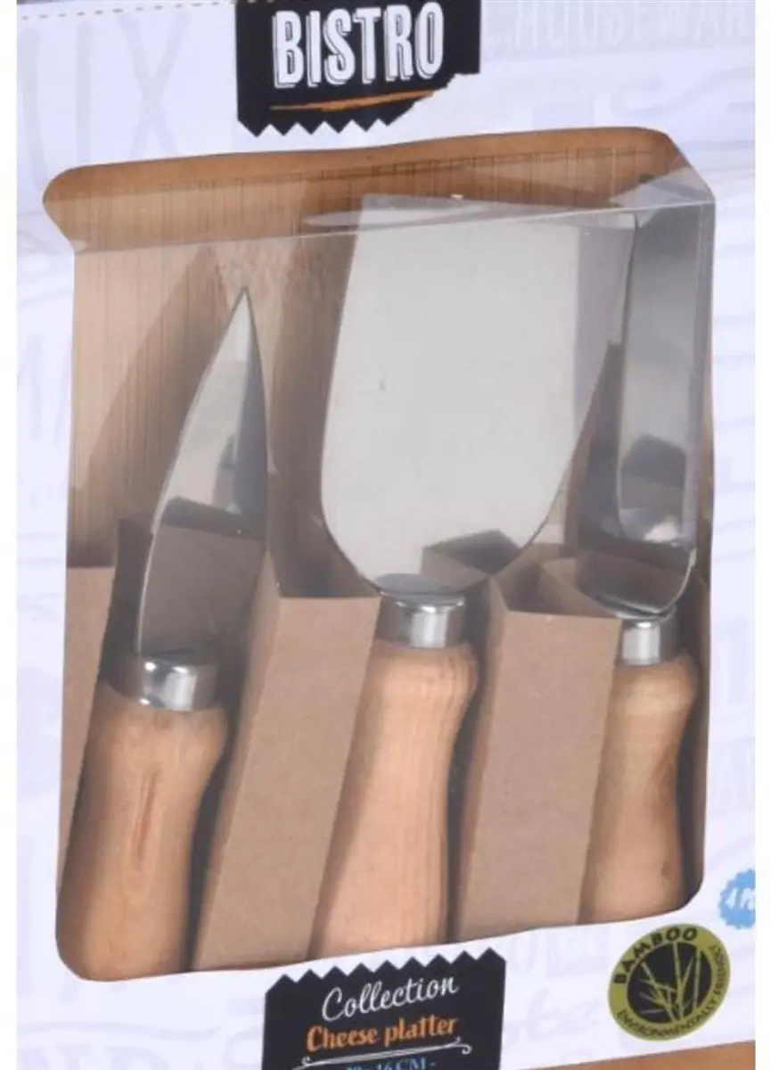 Excellent Houseware Bistro Bamboe Kaasplank Set 4-delig - afbeelding 3 van 3