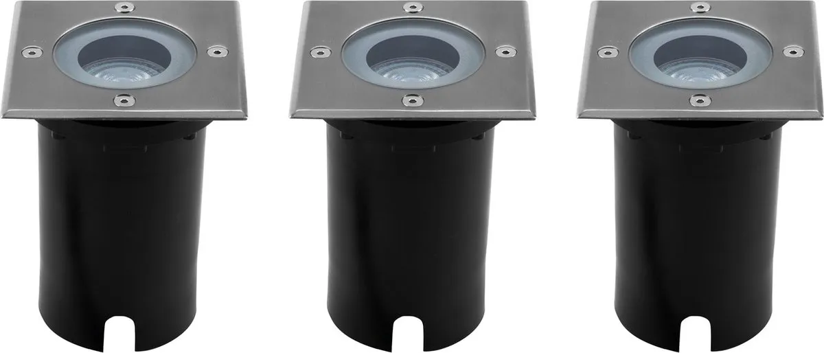 Ledvion 3x LED Grondspot 1M GU10 IP67 - 9 Stuks - RVS