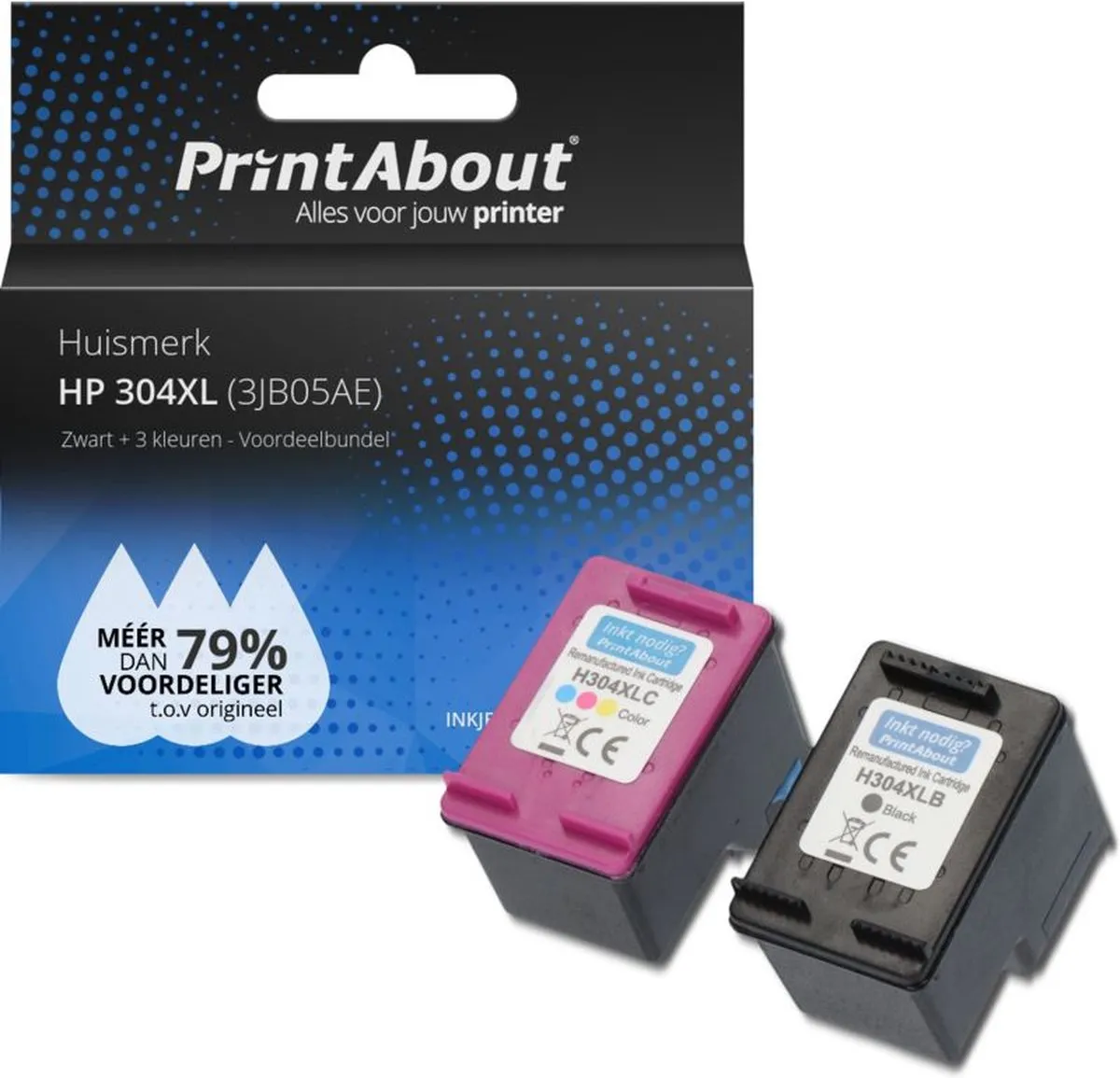 PrintAbout Huismerk HP 304XL Voordeelbundel - 20 Stuks (Zwart + 3-kleuren)