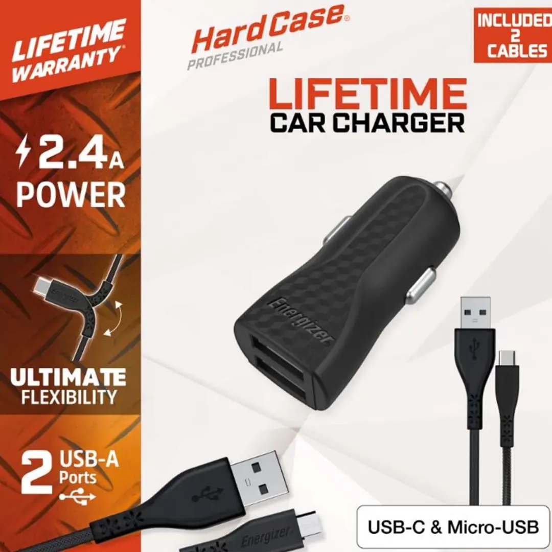 Energizer DC2BLCMM Autolader 2.4A - Zwart - afbeelding 4 van 5