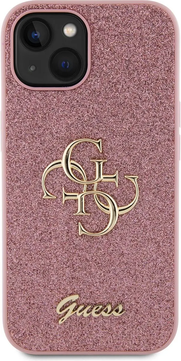 Guess Glitter Big 4G Script Hoes - iPhone 15 - Roze - afbeelding 2 van 6