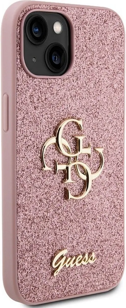 Guess Glitter Big 4G Script Hoes - iPhone 15 - Roze - afbeelding 3 van 6