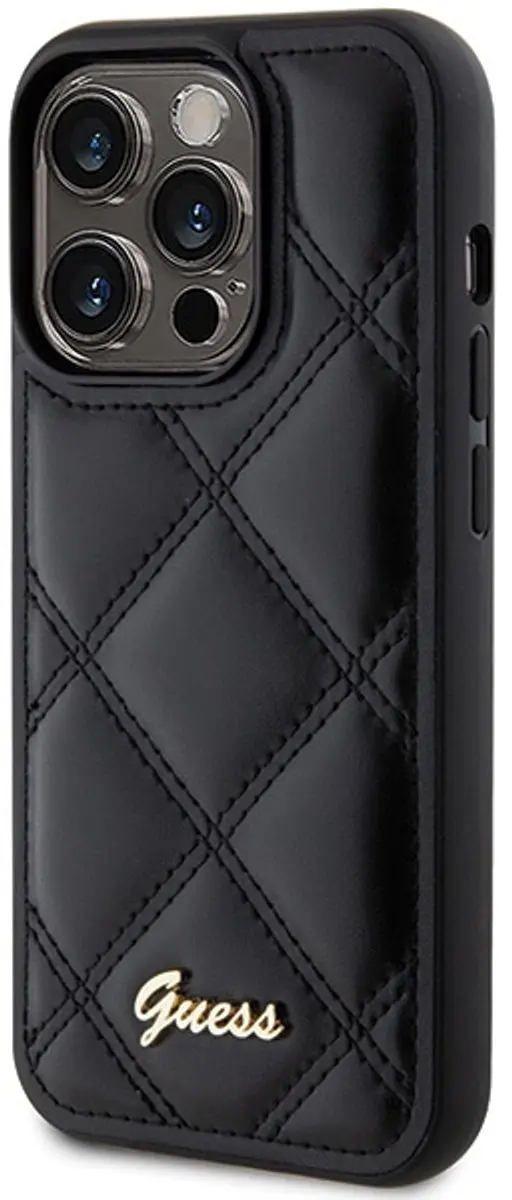 Guess Quilted Metal Logo Hoes - iPhone 15 Pro - Zwart - afbeelding 6 van 6