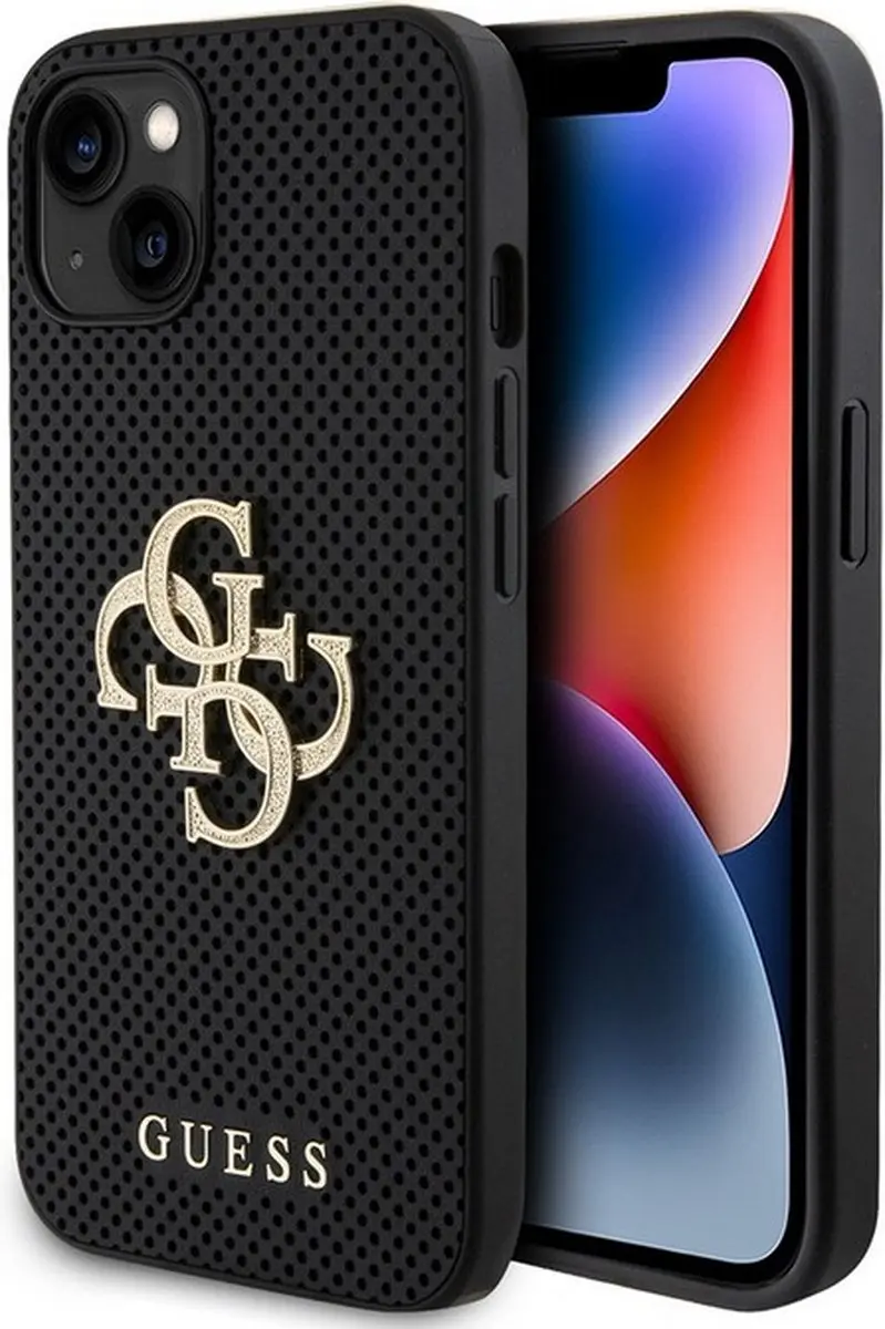 Guess Perforated 4G Back Case - Geschikt voor Apple iPhone 15 (6.1") - Zwart
