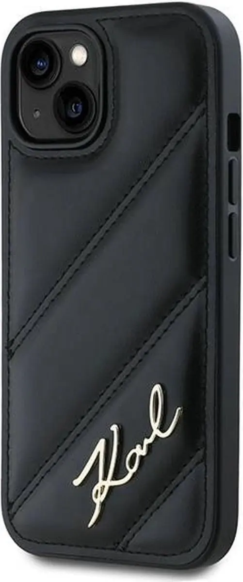 Karl Lagerfeld Diagonal Quilted Script iPhone hoesje - Zwart - afbeelding 6 van 6