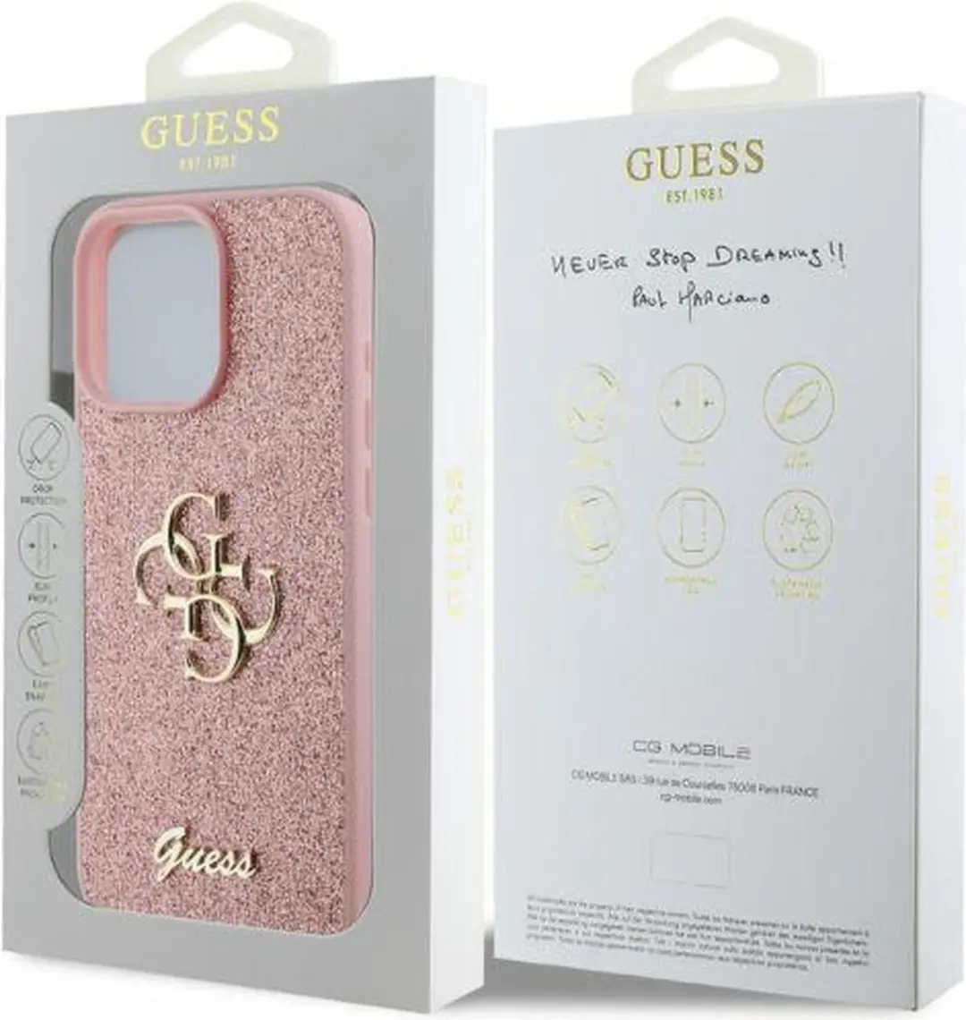 GUESS Fixed Glitter Big 4G Hoesje - iPhone 16 Pro Max Roze - afbeelding 6 van 6