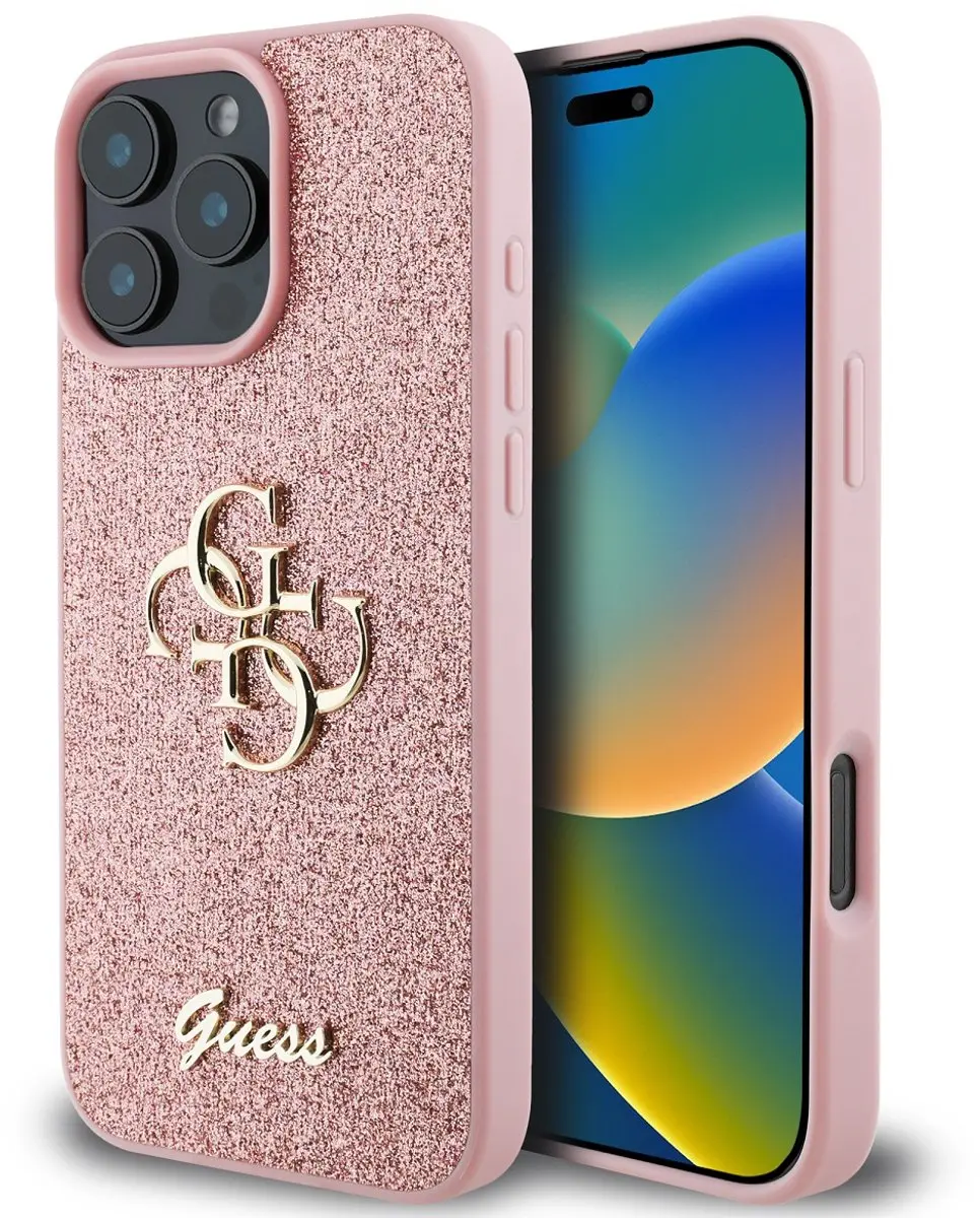 GUESS Fixed Glitter Big 4G Hoesje - iPhone 16 Pro Max Roze - afbeelding 5 van 6