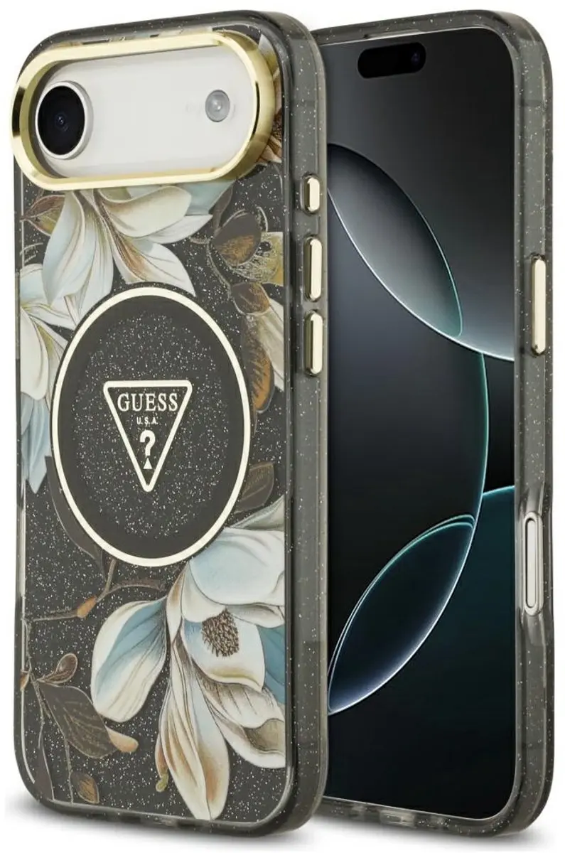 Guess IML Glitter Bloemen MagSafe Hoesje