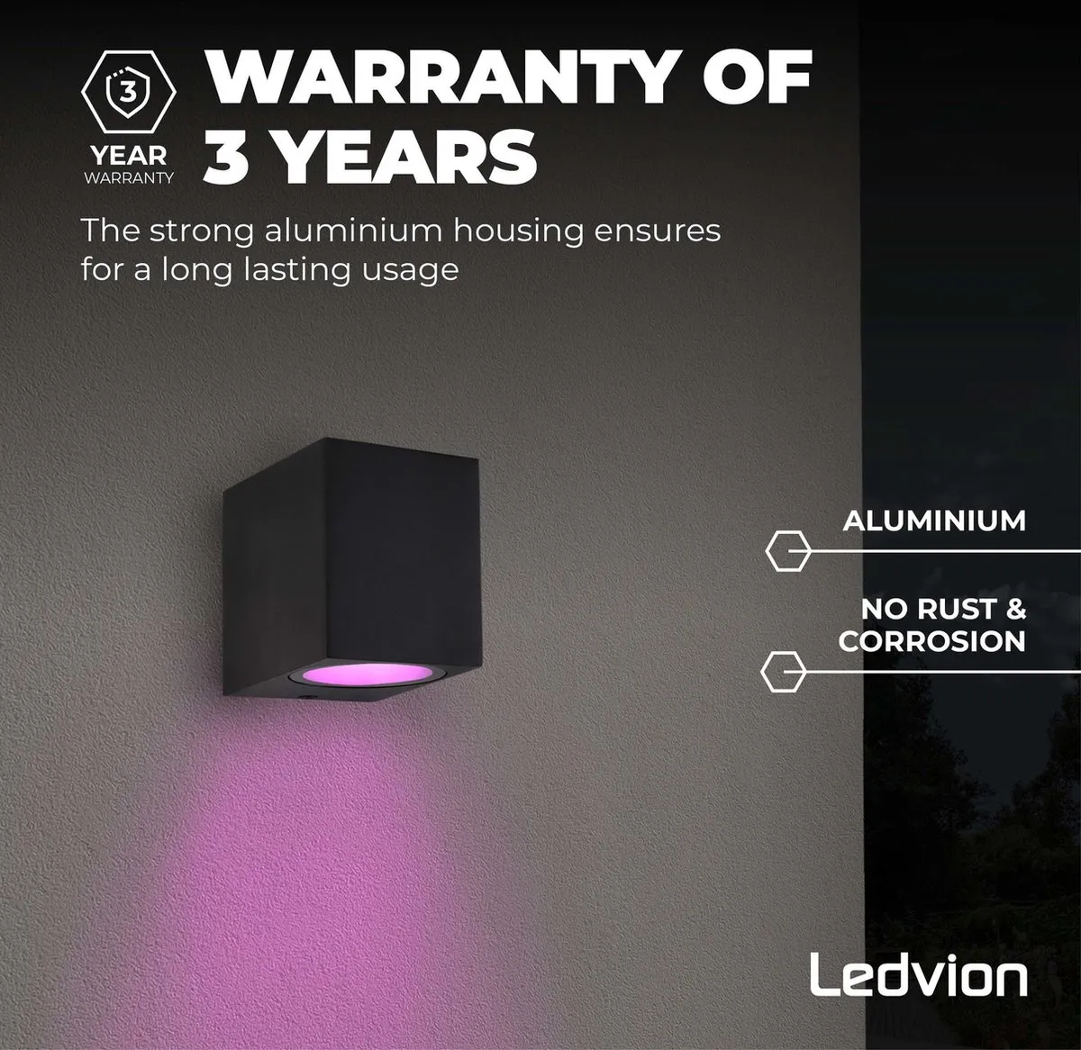 LEDVION SMART Wandlamp San Diego RGBW - 2x 0.5W - Zwart
