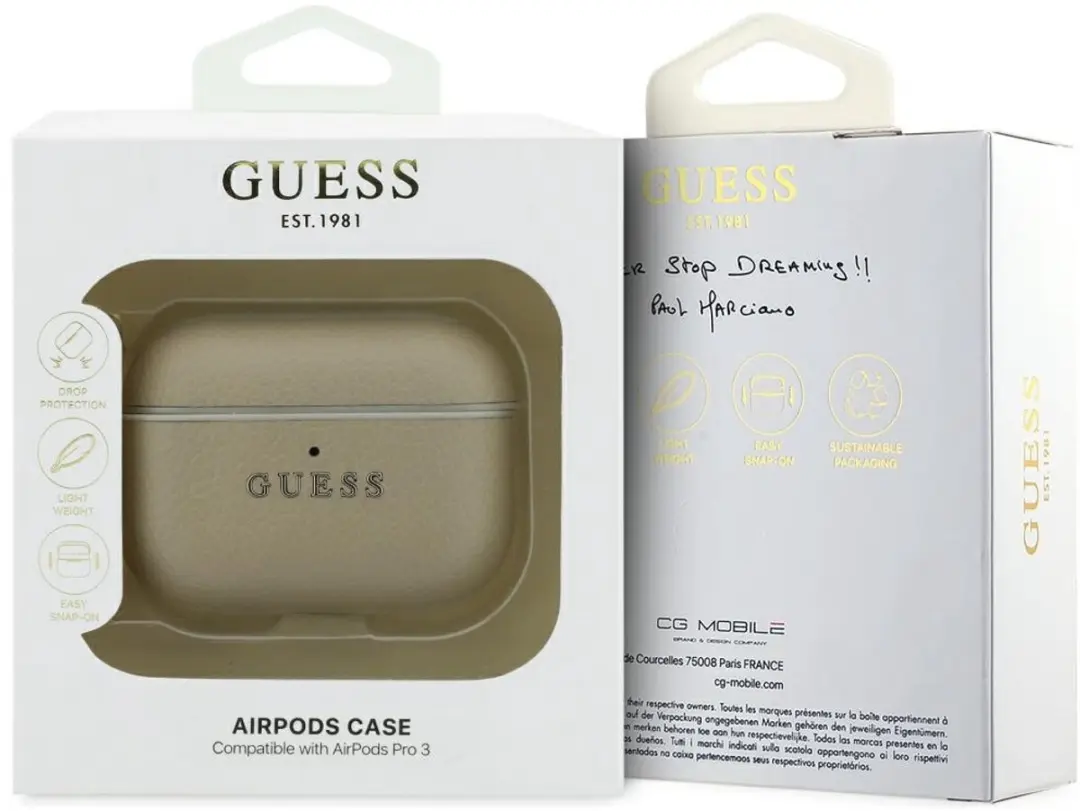 Guess Grained Classic Logo Hook Case AirPods Pro 3 - Goud - afbeelding 2 van 5