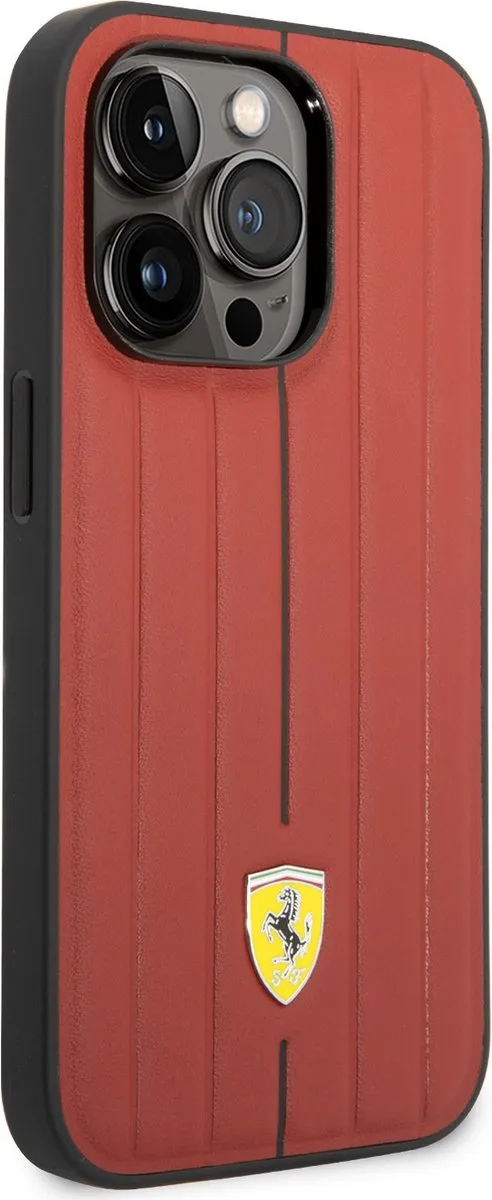 Ferrari iPhone 14 Telefoonhoesje - Rood Leder - MagSafe