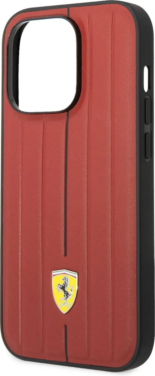 Ferrari iPhone 14 Telefoonhoesje - Rood Leder - MagSafe