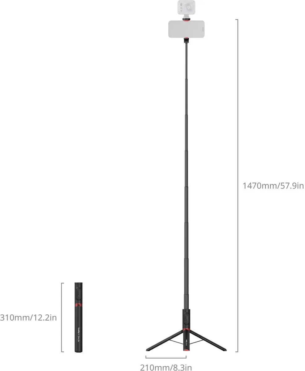 SmallRig ST30 Selfie Stick - Zwart - afbeelding 2 van 6