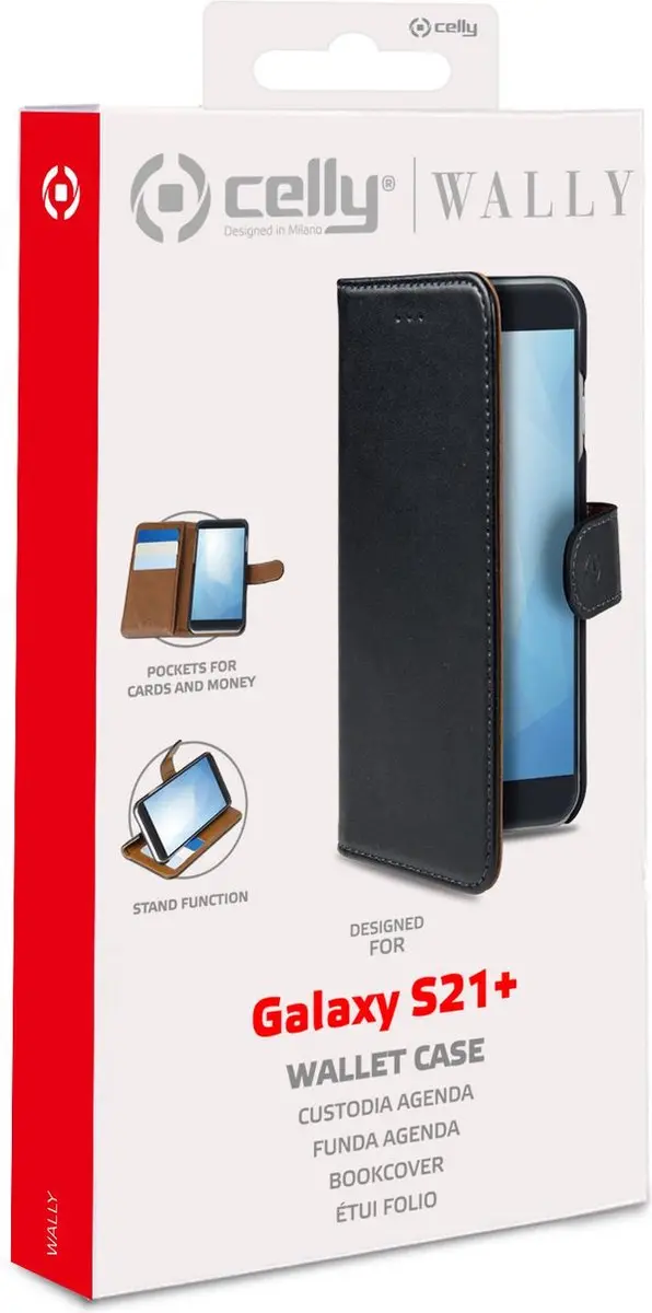 Celly Wally Smartphonehoes - Samsung Galaxy S21+ - Zwart - afbeelding 5 van 5