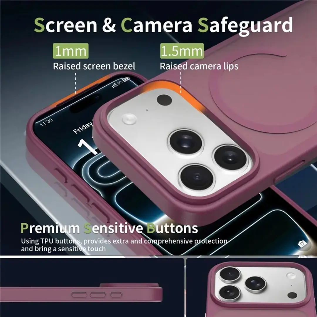 Apple iPhone 18 Pro Hybrid Hoesje - Matte Burgundy - afbeelding 6 van 6