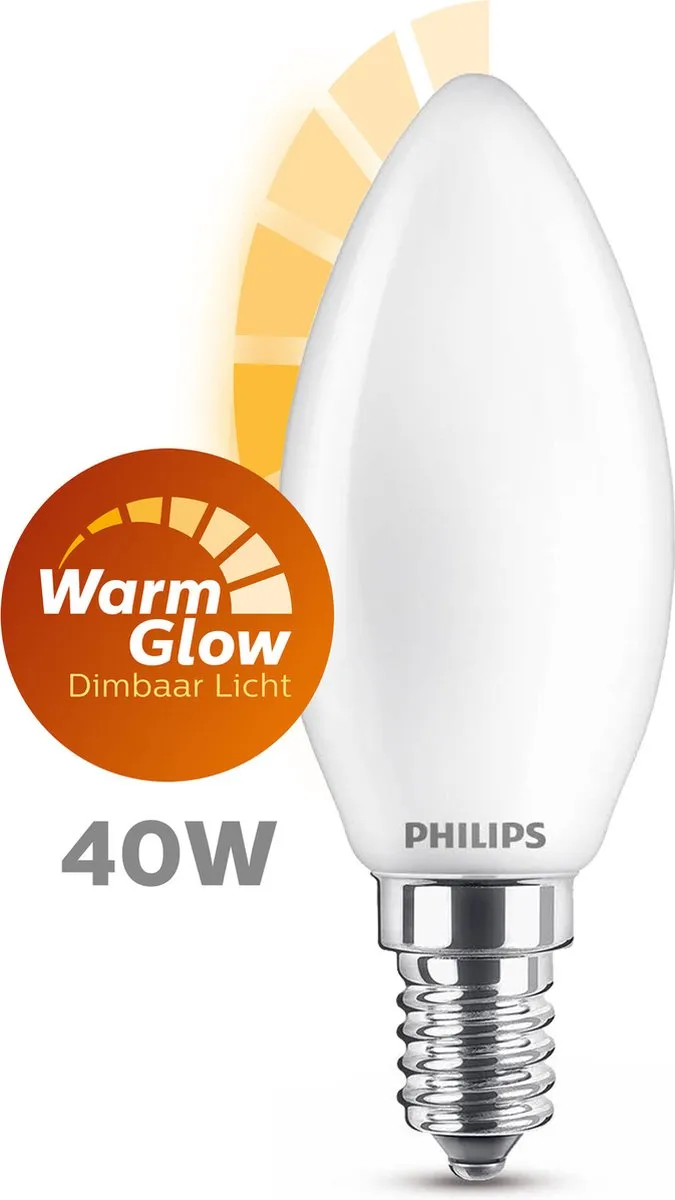 Philips LED Kaarslamp E14 3.4W - Mat - Warmwit