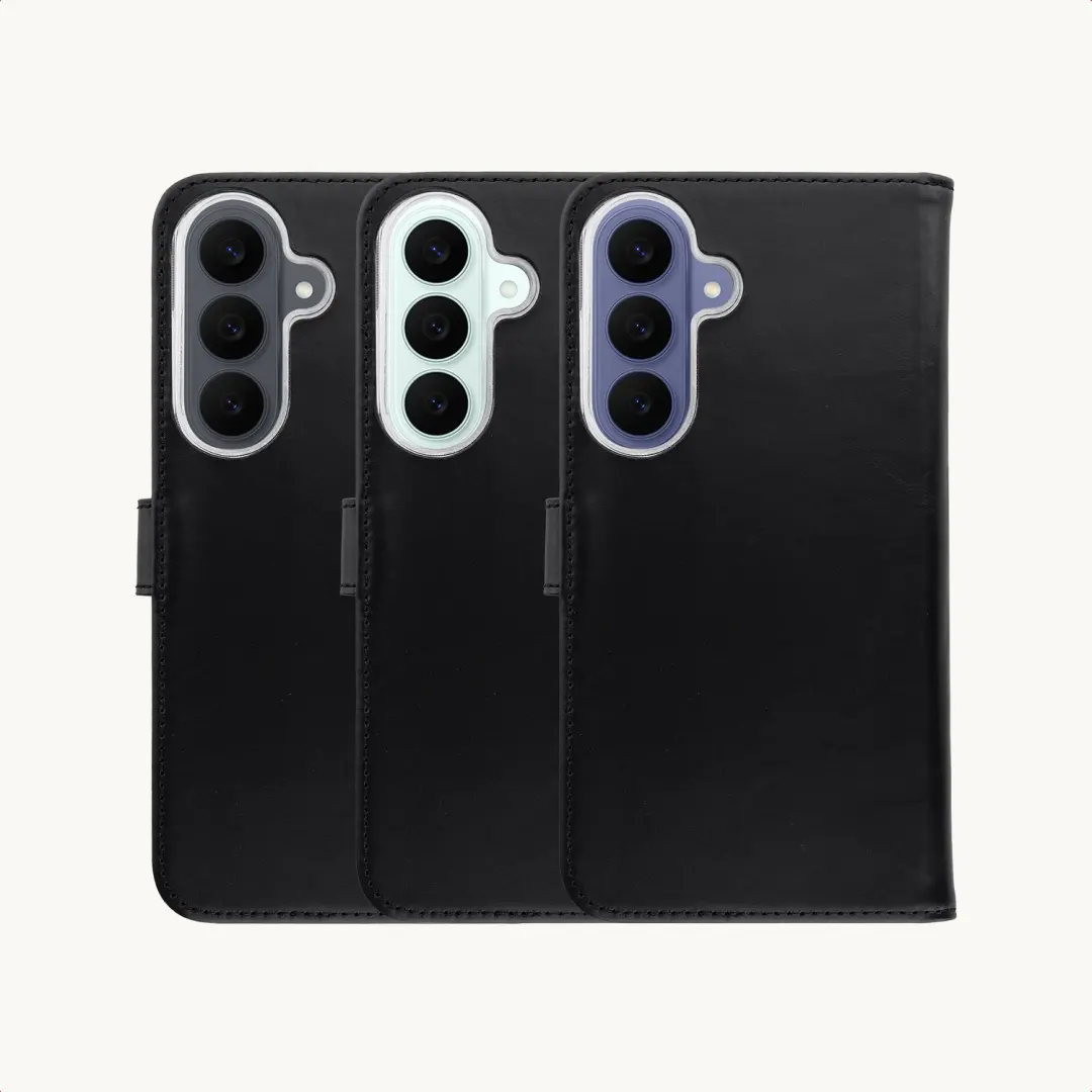 Selencia Echt Lederen Bookcase Hoesje S26 FE - Zwart - afbeelding 5 van 6