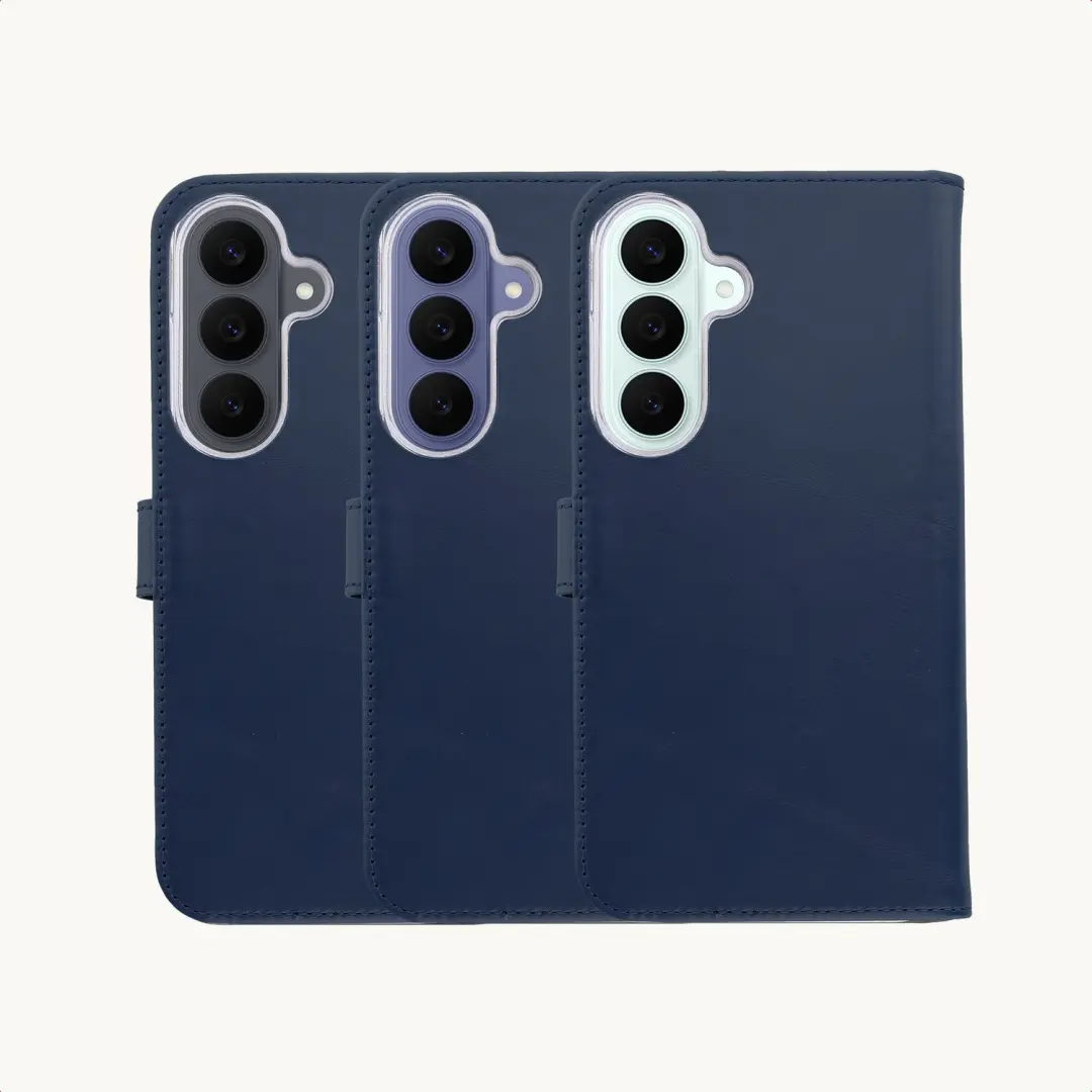 Selencia Bookcase Hoesje S26 FE - Echt Leder Blauw - afbeelding 5 van 6