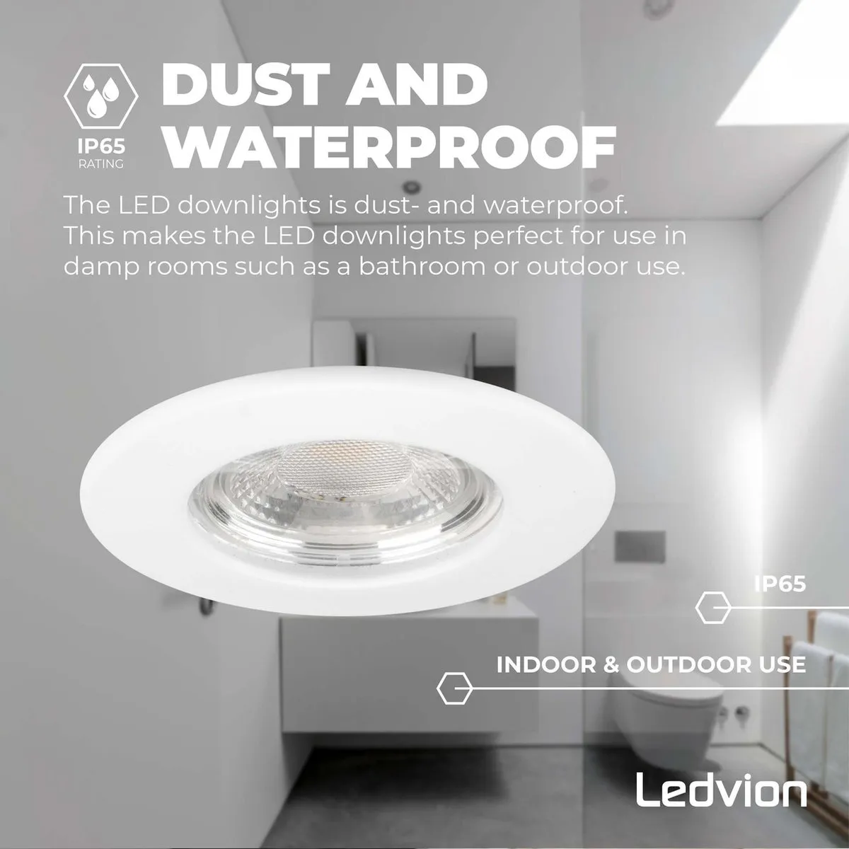 Ledvion 6X LED Inbouwspot 5W 2700K - Ø84mm IP65 Wit - afbeelding 6 van 6