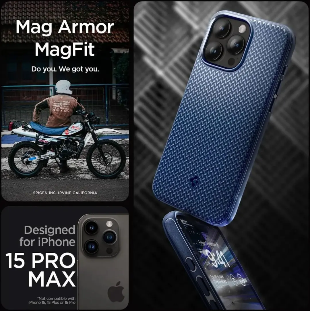 Spigen Mag Armor Hoesje iPhone 15 Pro Max - Blauw - afbeelding 4 van 6
