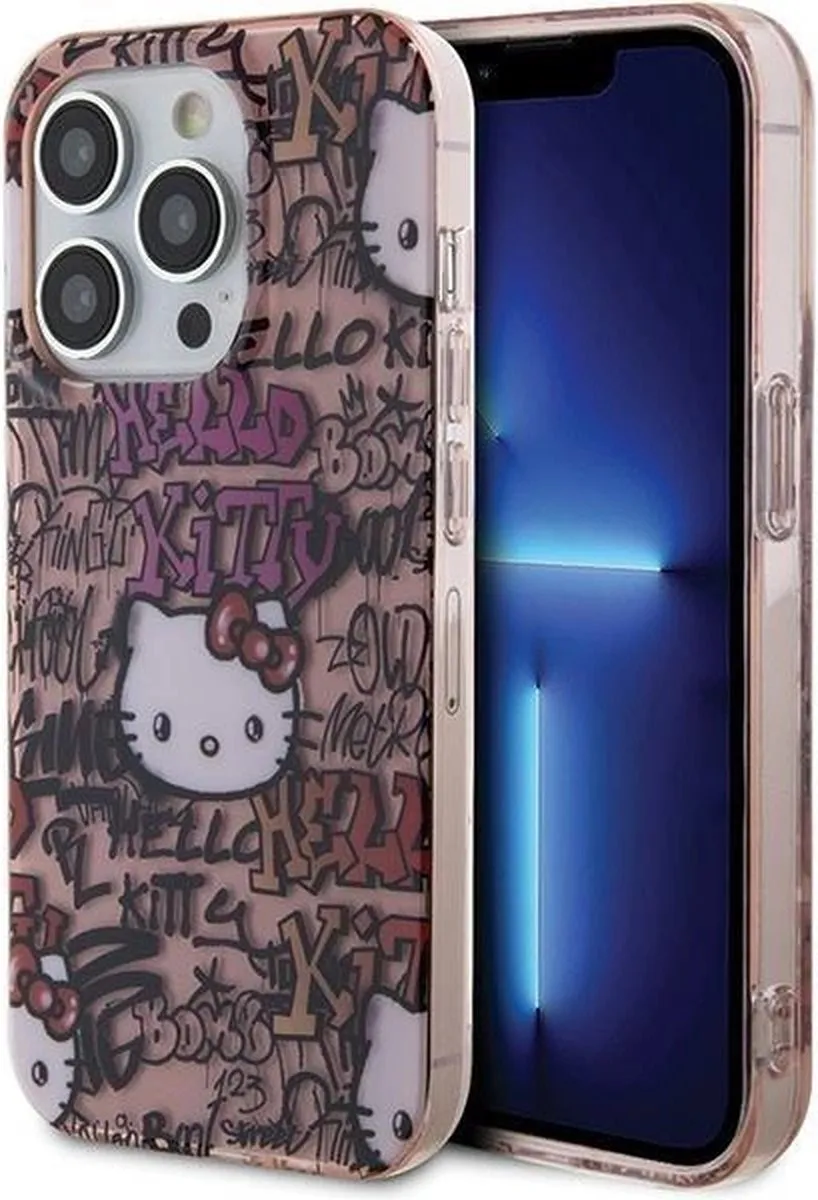 Hello Kitty IML Tags Graffiti Hoesje iPhone 14 Pro - Roze