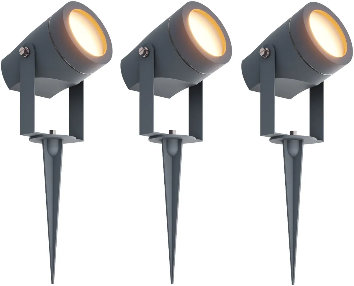 LEDVION 3x Antraciet LED Prikspots Buiten IP44 3000K