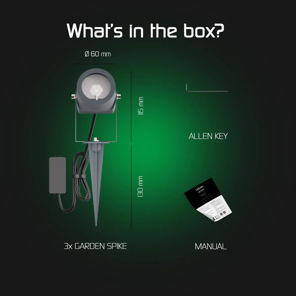 LEDVION 3x Antraciet LED Prikspots Buiten IP44 3000K