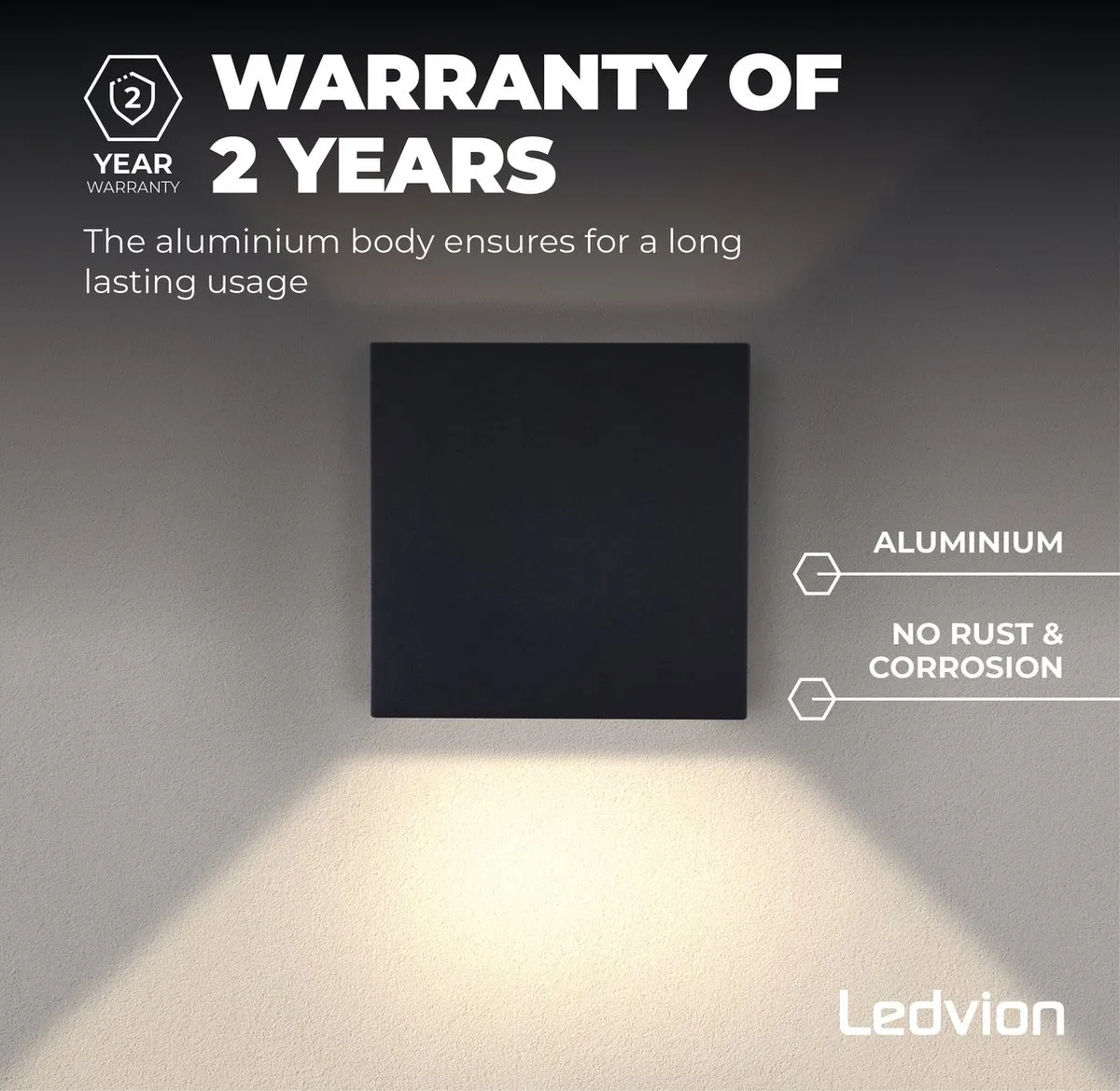 LEDVION LED Wandlamp met Sensor 2x3W 3000K - Zwart