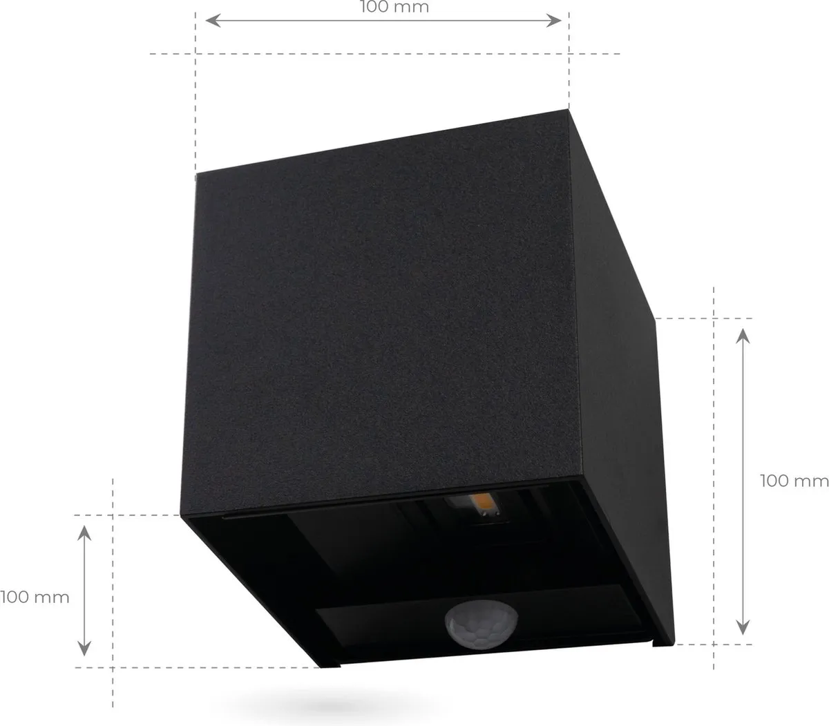 LEDVION LED Wandlamp met Sensor 2x3W 3000K - Zwart - afbeelding 6 van 6